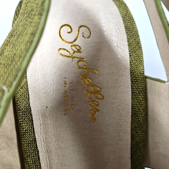Seychelles Green Fabric Wedge Sandals Size 8.5 - Picture 4 of 8